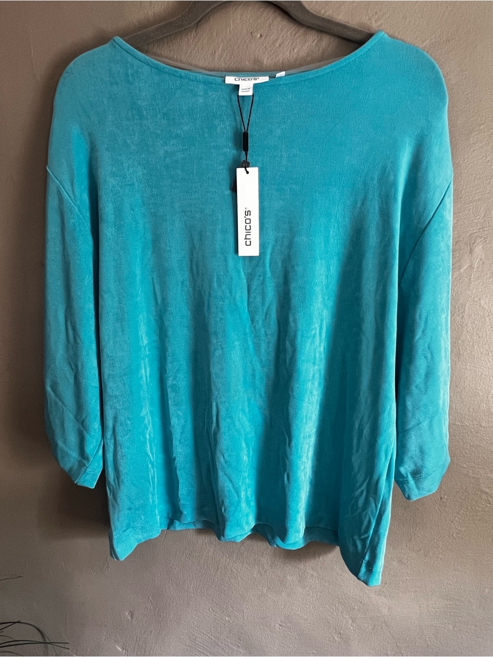 Chico's Turquoise Relaxed Boatneck Top